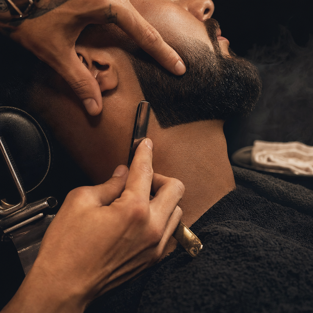 Perfilado de barba a navaja